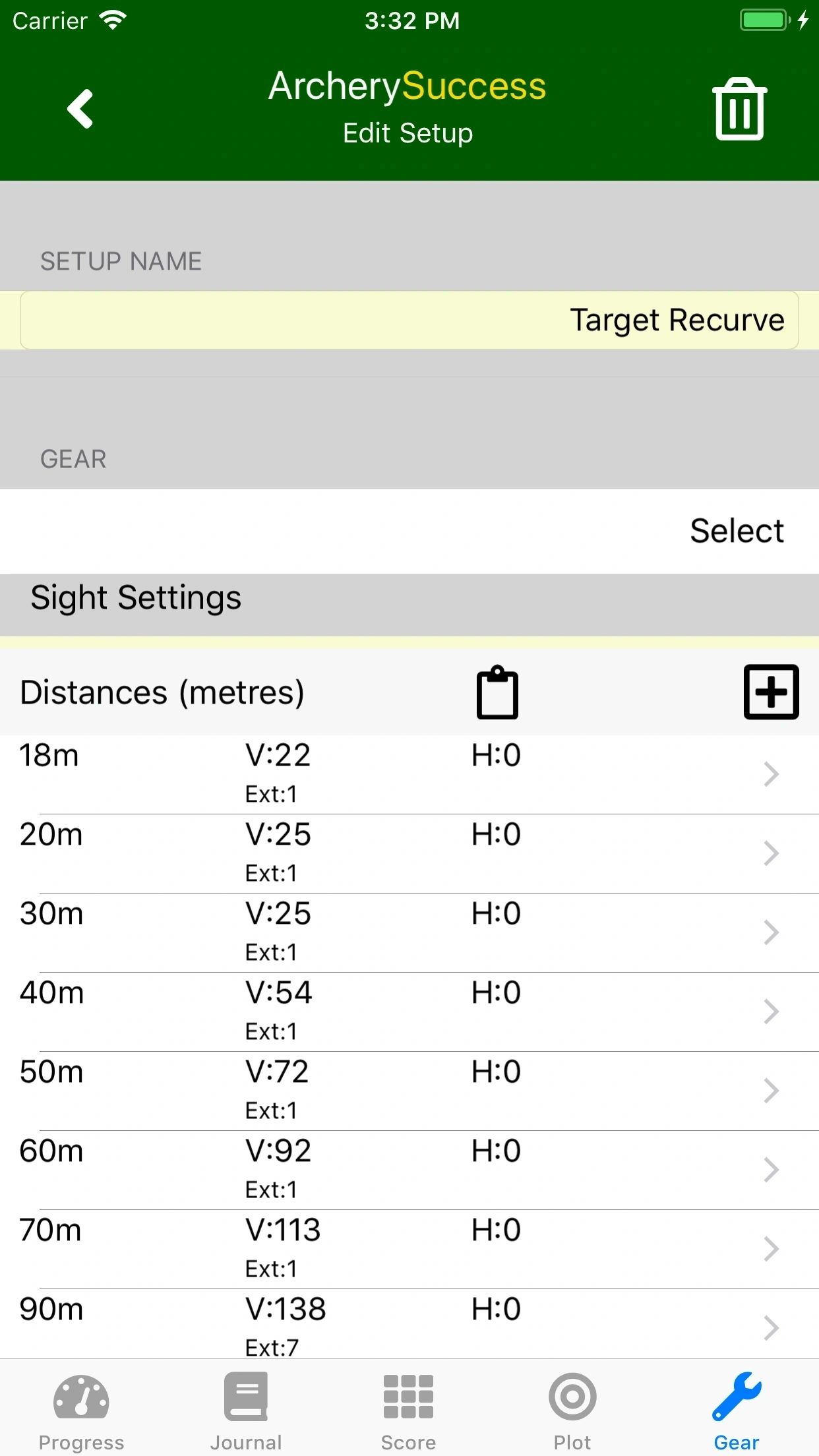 Edit Setup Screen