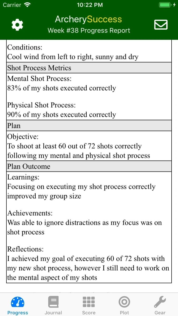Progress Screen - Plan Outcome