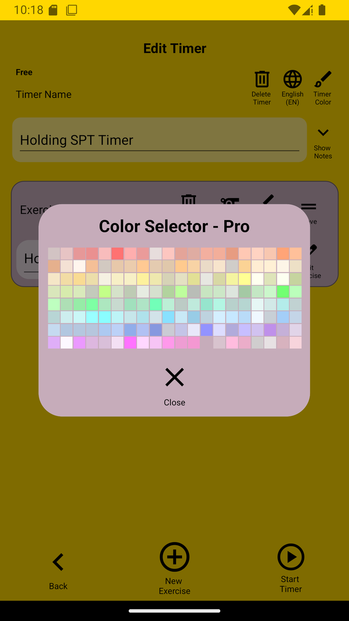 Edit timer color options